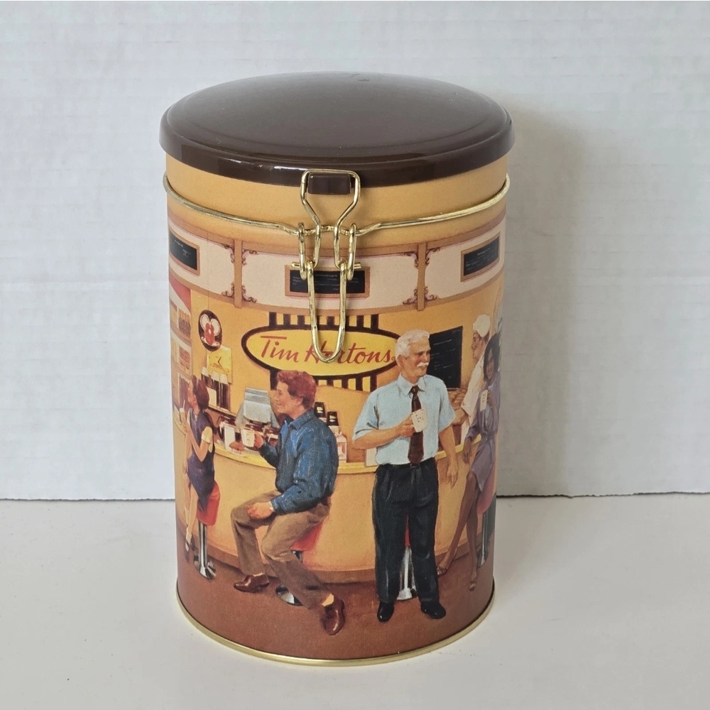 Tim Hortons First Edition Tin Gathering Place #001 Collector Coffee Canister 7"